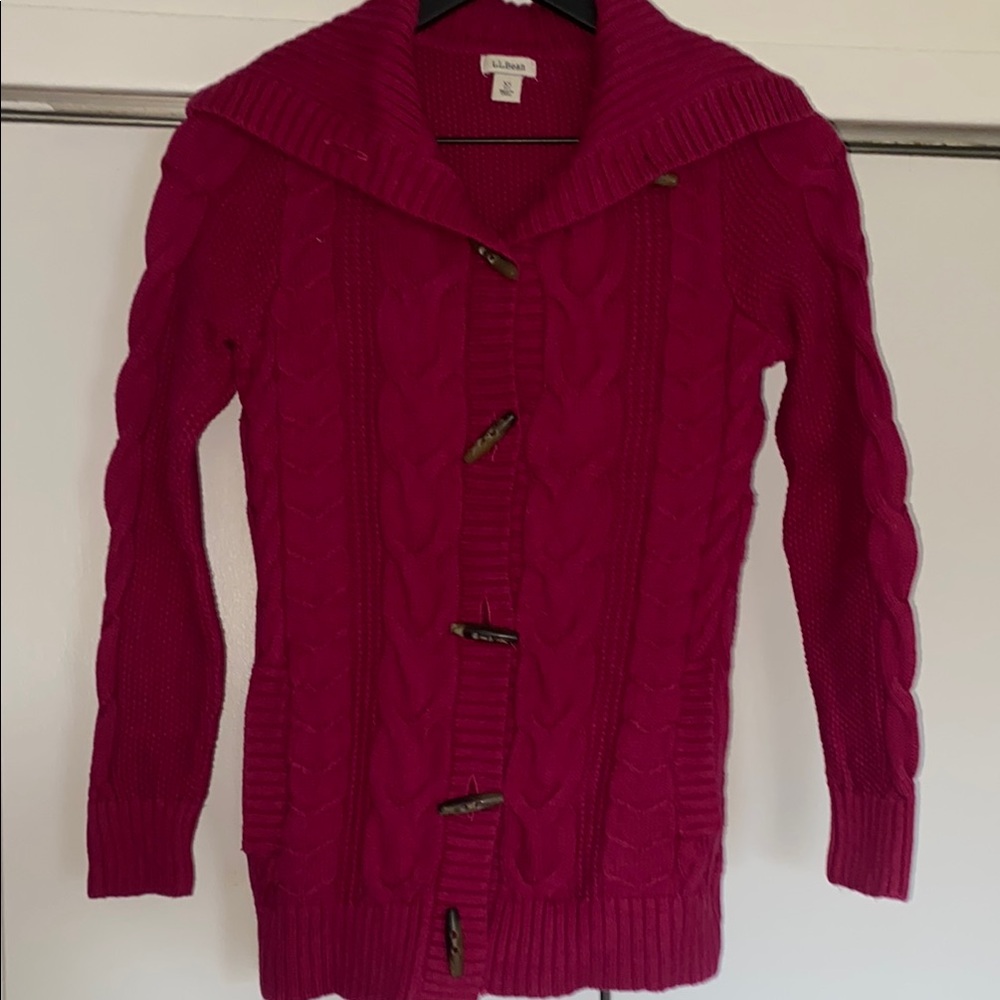 L.L. Bean Women's Pink Cable Knit Sweater